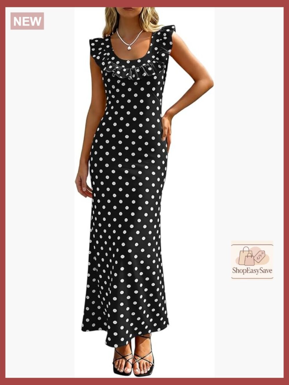 Off Shoulder Bodycon Maxi Dress Polka Dots Backless Flowy Summer Vacation